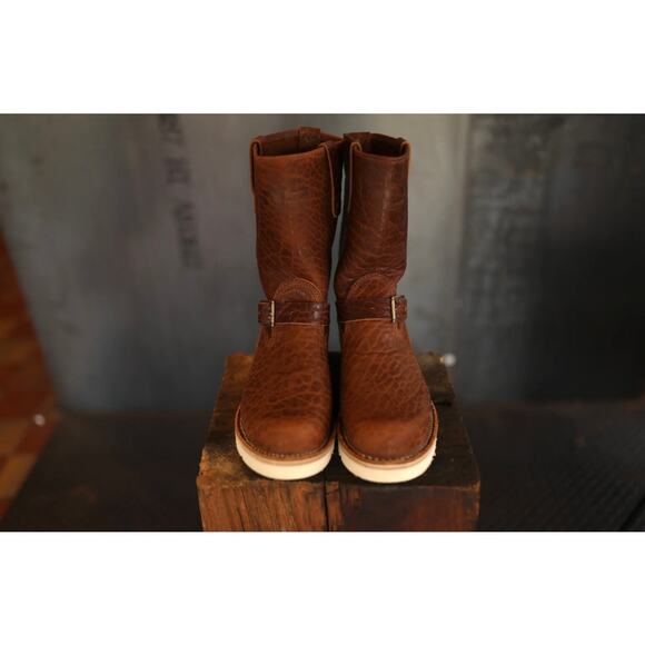 Wesco X ISP Engineer Boots Shrunken Bison Brown Leather Buckles 10\
